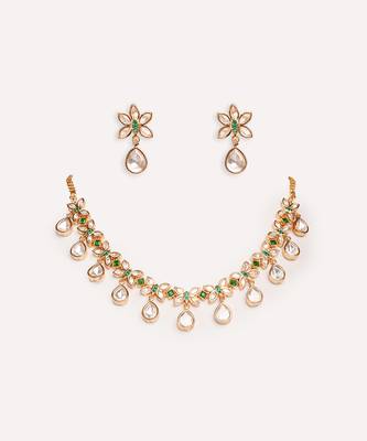Gold plated kundan necklace set 2