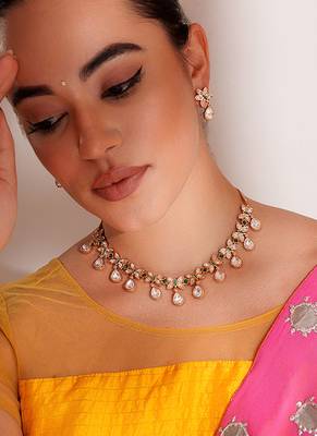 Gold plated kundan necklace set 1