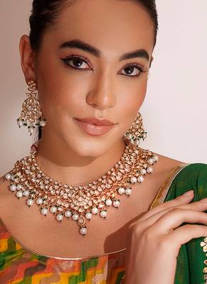 Gold plated kundan necklace set 1
