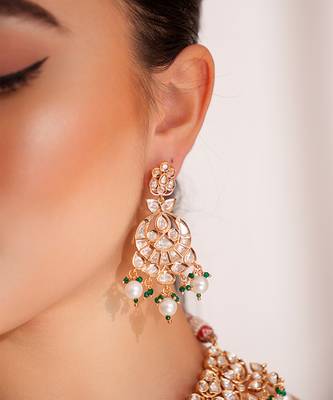 Gold plated kundan necklace set 3