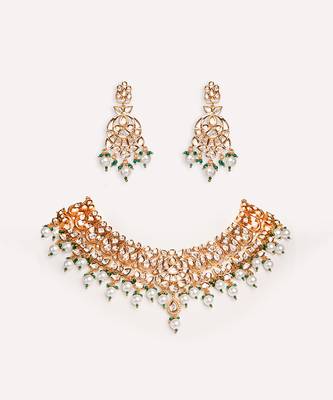 Gold plated kundan necklace set 4