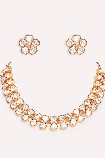 Gold plated kundan choker necklace set