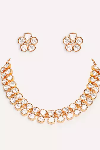 Gold plated kundan choker necklace set