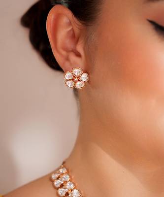 Gold plated kundan choker necklace set 2