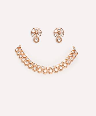 Gold plated kundan choker necklace set 2