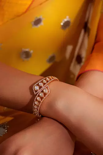 Gold plated kundan bracelet