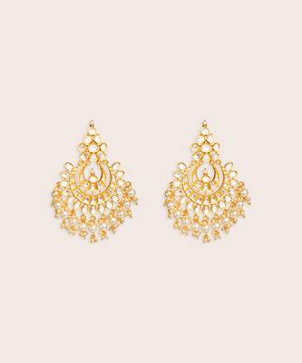 Gold plated kundan chandbali earrings 2