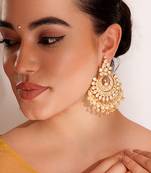 Gold plated kundan chandbali earrings