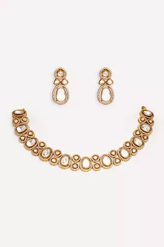Gold plated zircon necklace set