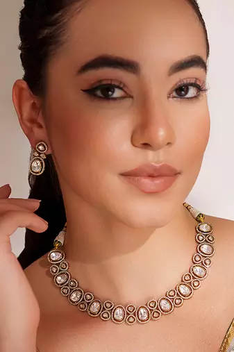 Gold plated zircon necklace set