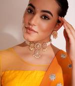 Gold plated kundan pearl necklace set