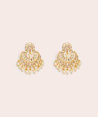 Gold plated kundan chandbali earrings 2