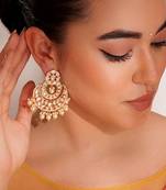 Gold plated kundan chandbali earrings