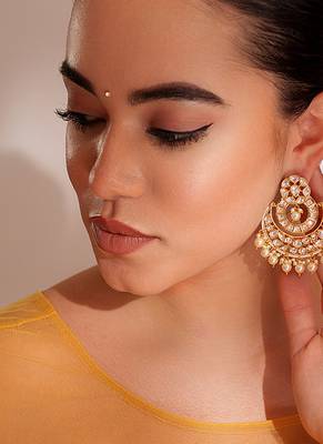 Gold plated kundan chandbali earrings 3