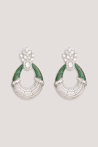 Silevr plated green earrings