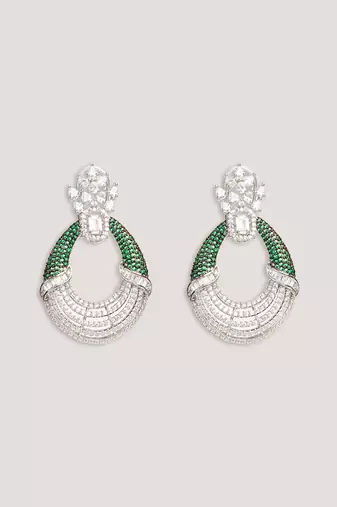 Silevr plated green earrings