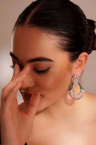 Silevr plated green earrings