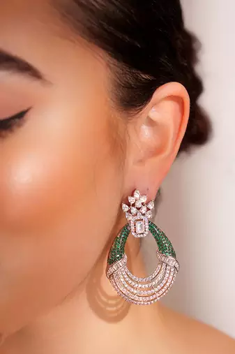 Silevr plated green earrings