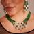 Silver plated green stone necklace set
