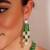 Silver plated green stone necklace set