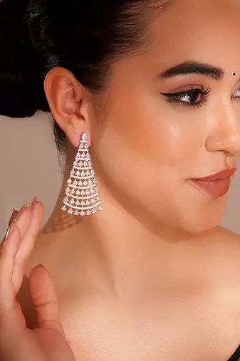Silver plated dangler earrings
