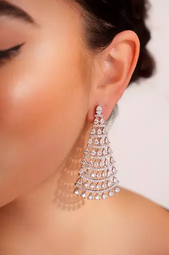 Silver plated dangler earrings