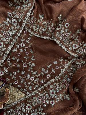 Fendy Chiffon fabric with embroidery sequence cut work lace 3