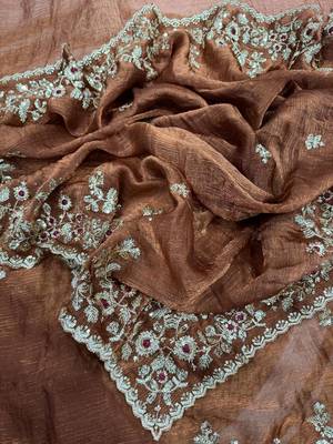 Fendy Chiffon fabric with embroidery sequence cut work lace 5