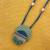 Green long necklace, golden paper bead fabric jewellery