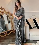 New Georgette Embroidered Sequence Worked Saree With Blouse Set 