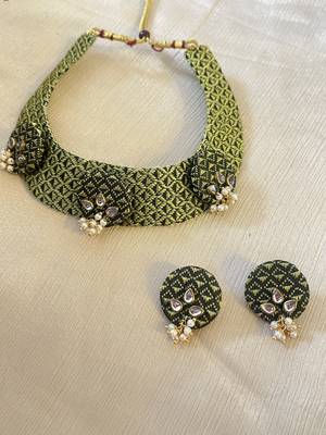 L green handloom fabric jewelery 2