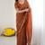 rust georgette saree with embroidery & moti work and unstitched blouse – party & wedding wear