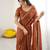 rust georgette saree with embroidery & moti work and unstitched blouse – party & wedding wear