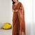 rust georgette saree with embroidery & moti work and unstitched blouse – party & wedding wear