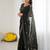 mehendi green georgette saree with embroidery & moti work and unstitched blouse – elegant party wear saree