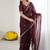 dark purple georgette saree with embroidery & moti work and unstitched blouse – premium wedding saree
