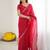 rani pink georgette saree with embroidery & moti work and unstitched blouse – designer saree for festive wear