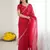 rani pink georgette saree with embroidery & moti work and unstitched blouse   designer saree for festive wear