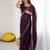 wine georgette saree with embroidery & moti work and unstitched blouse – traditional festive saree