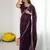 wine georgette saree with embroidery & moti work and unstitched blouse   traditional festive saree