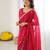 rani pink georgette saree with embroidery & moti work and unstitched blouse – designer saree for festive wear