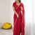 rani pink georgette saree with embroidery & moti work and unstitched blouse – designer saree for festive wear