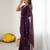 wine georgette saree with embroidery & moti work and unstitched blouse – traditional festive saree