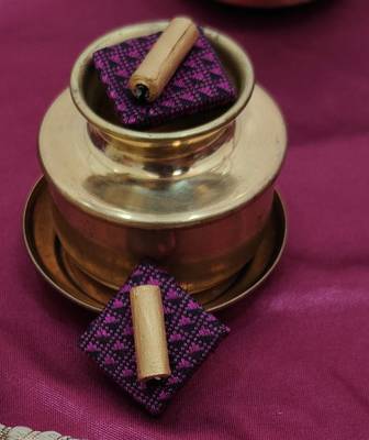 Pink handloom fabric long necklace 2