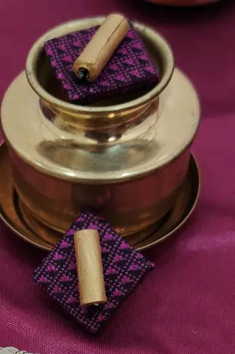 Pink handloom fabric long necklace