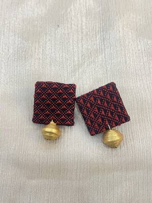 Maroon and gold handloom fabric jewelery 2