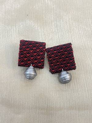 Maroon and silver handloom fabric jewelery 2