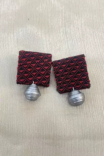 Maroon and silver handloom fabric jewelery