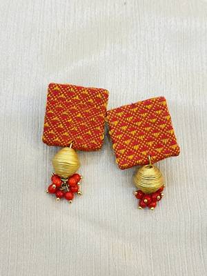 Orange handloom fabric choker 2