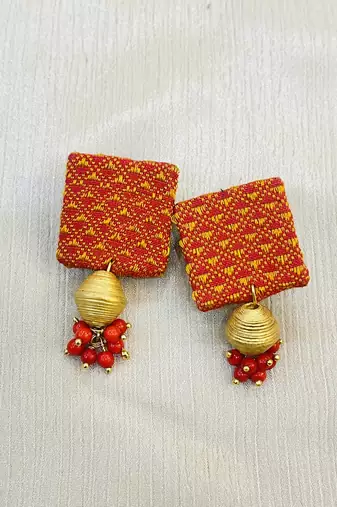 Orange handloom fabric choker